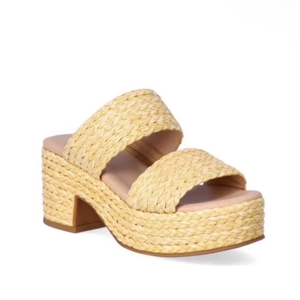 Women's Tan Woven Platform Sandals